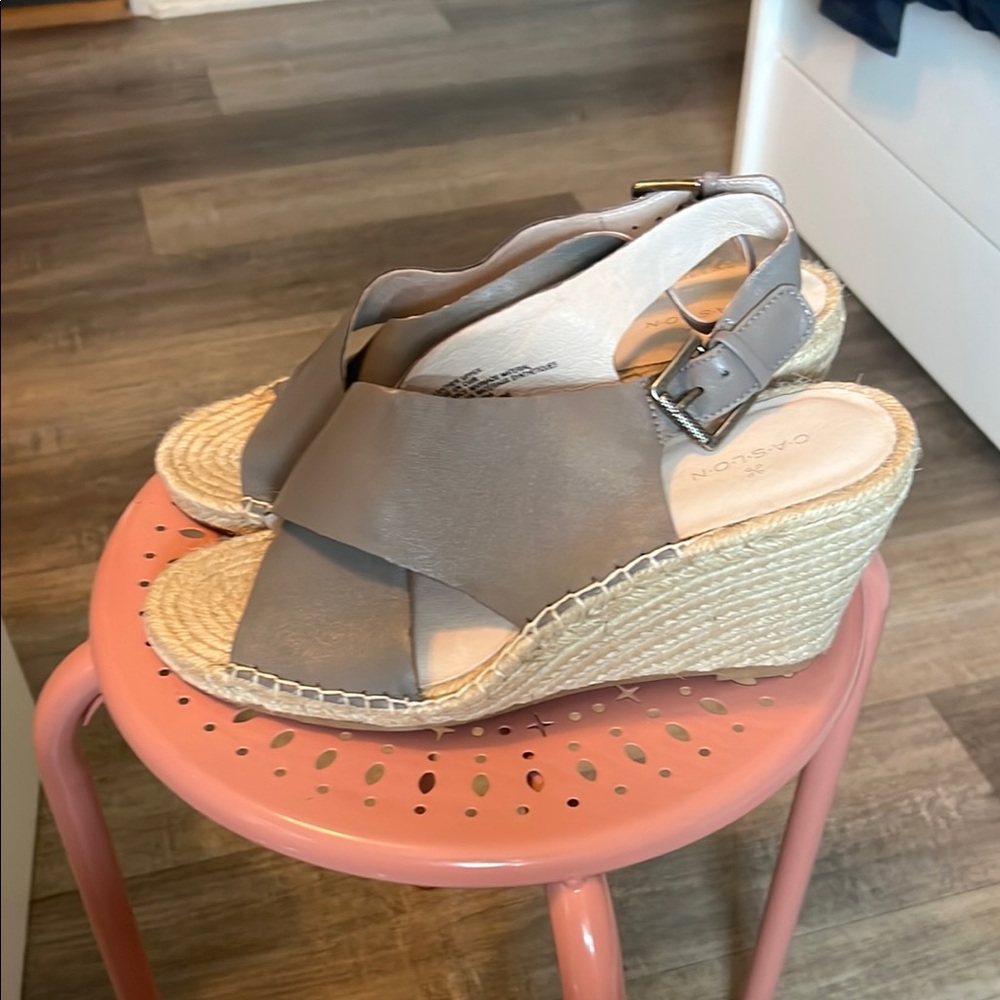 Caslon Gray Wedge Espadrilles with Ankle Strap
